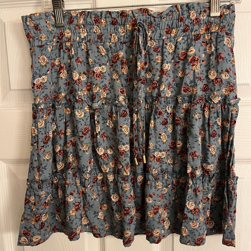 NWOT Indigo Rising Floral Slate Blue Skirt